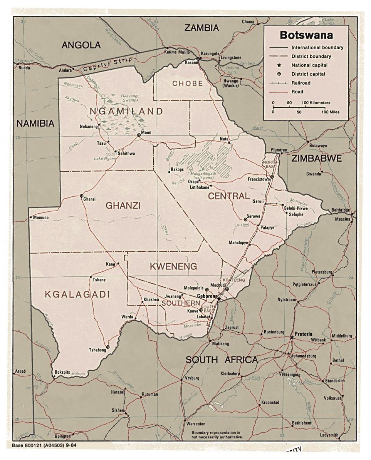 детална карта на Боцвана