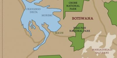 Карта на Боцвана карта на националните паркови