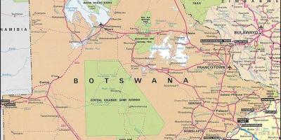 Карта на Боцвана мапата со растојанија